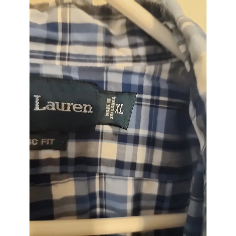 POLO RALPH LAUREN MENS‎ LOGO FALL WINTER BUTTON DOWN PLAID DRESS SHIRT BLUE XL